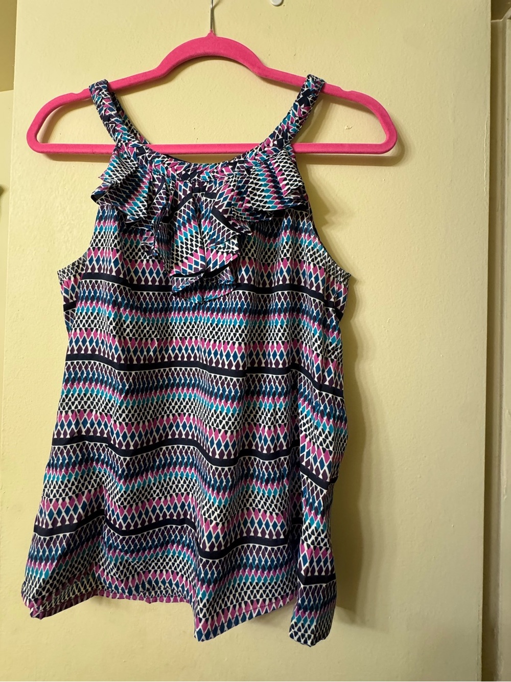 Banana Republic dress ruffled Geometric Sleeveless tank Top - petite medium